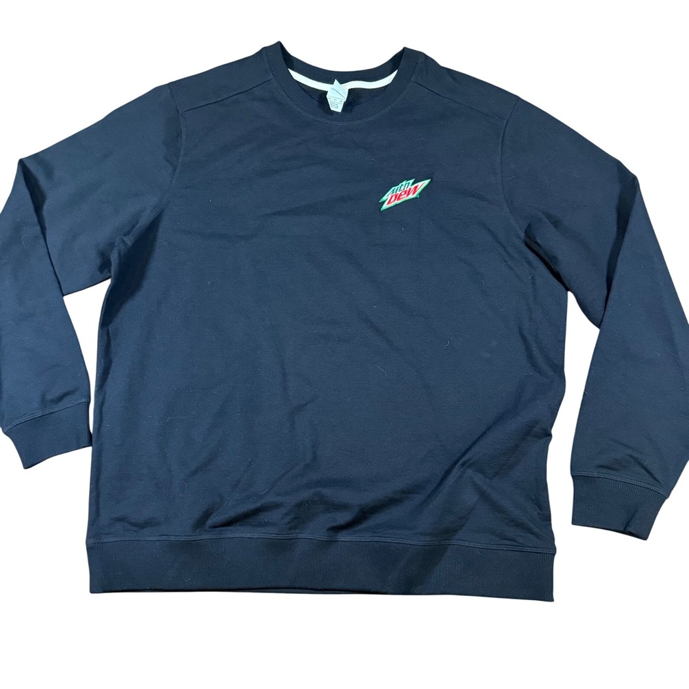 Y2K District Mountain Dew Sweatshirt‎ Pullover Embroidered Logo Black 2XL